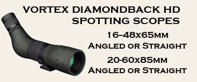 Newly designed Vortex Diamondback HD Spotting Scopes - fully redesigned optically and cosmetically with HD glass, helical focus and 30% wider field of view than previous Diamondback Spotting Scopes.